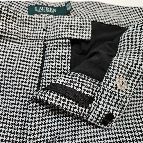 Lauren Ralph Lauren Black White Houndstooth Ankle Pants Career Dark Academia 14 - Picture 6 of 12